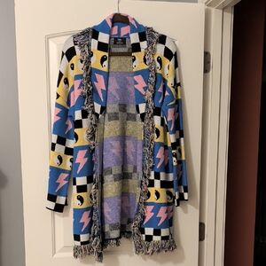 Colorblock Yin Yang Lightning Cardigan - Multicolor